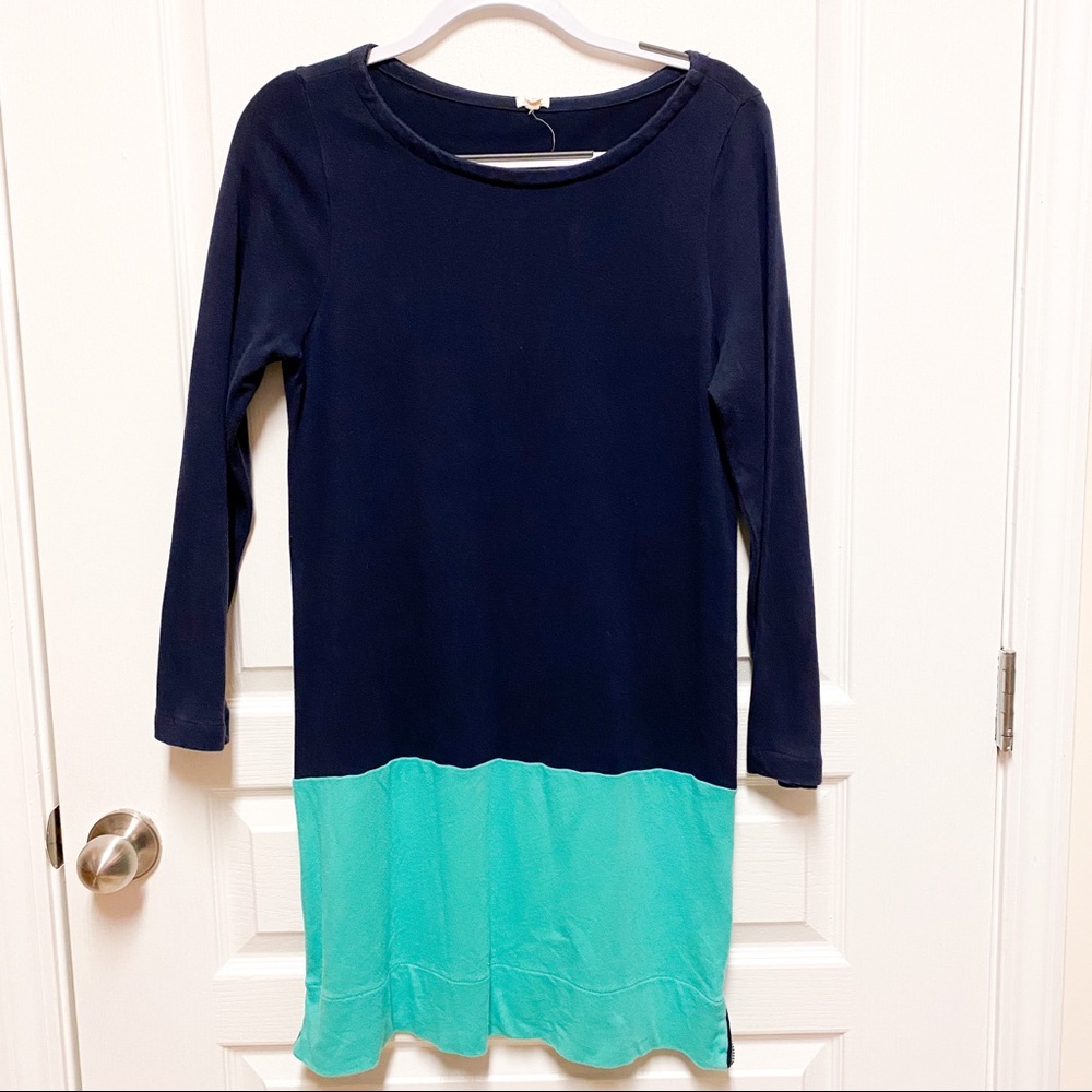 J. Crew Long Sleeve Dress Navy/Teal